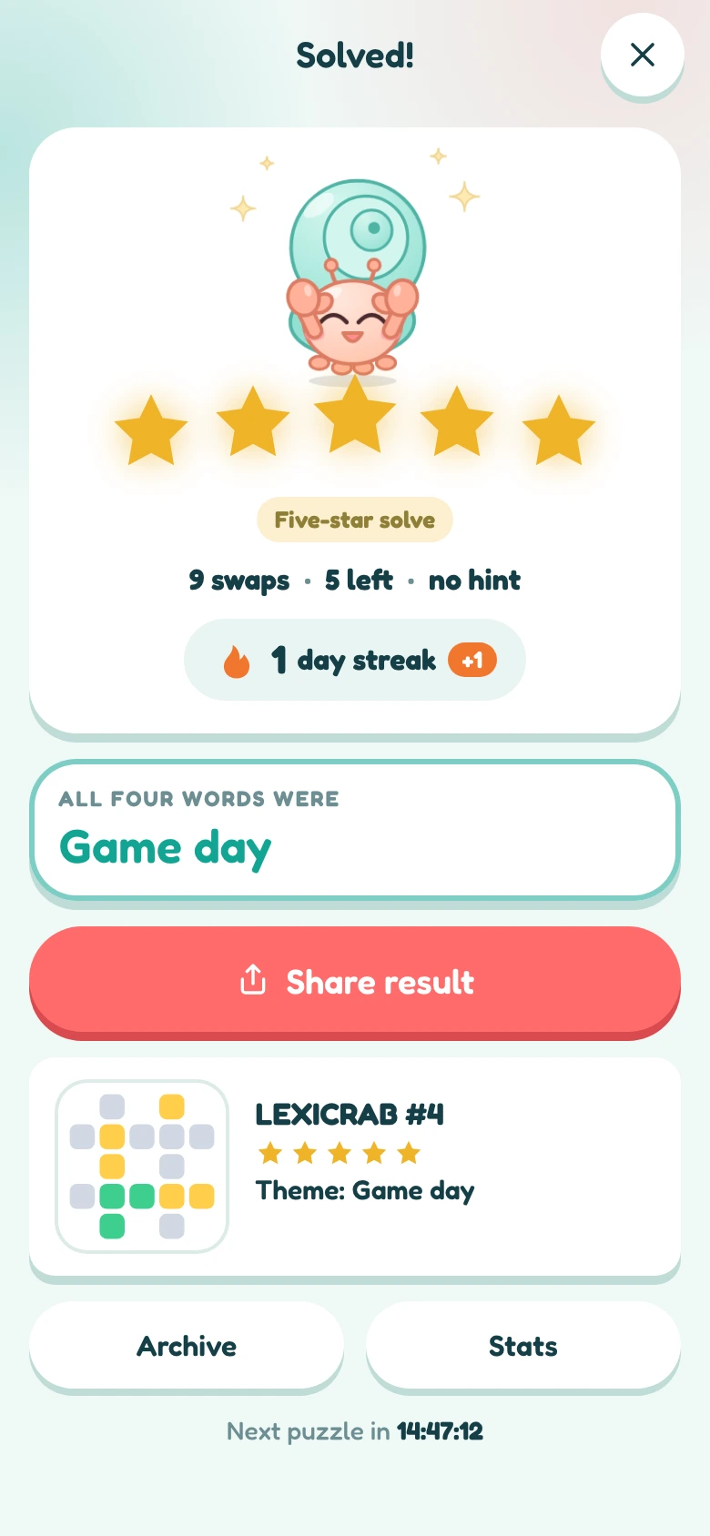 Lexicrab: a solved puzzle