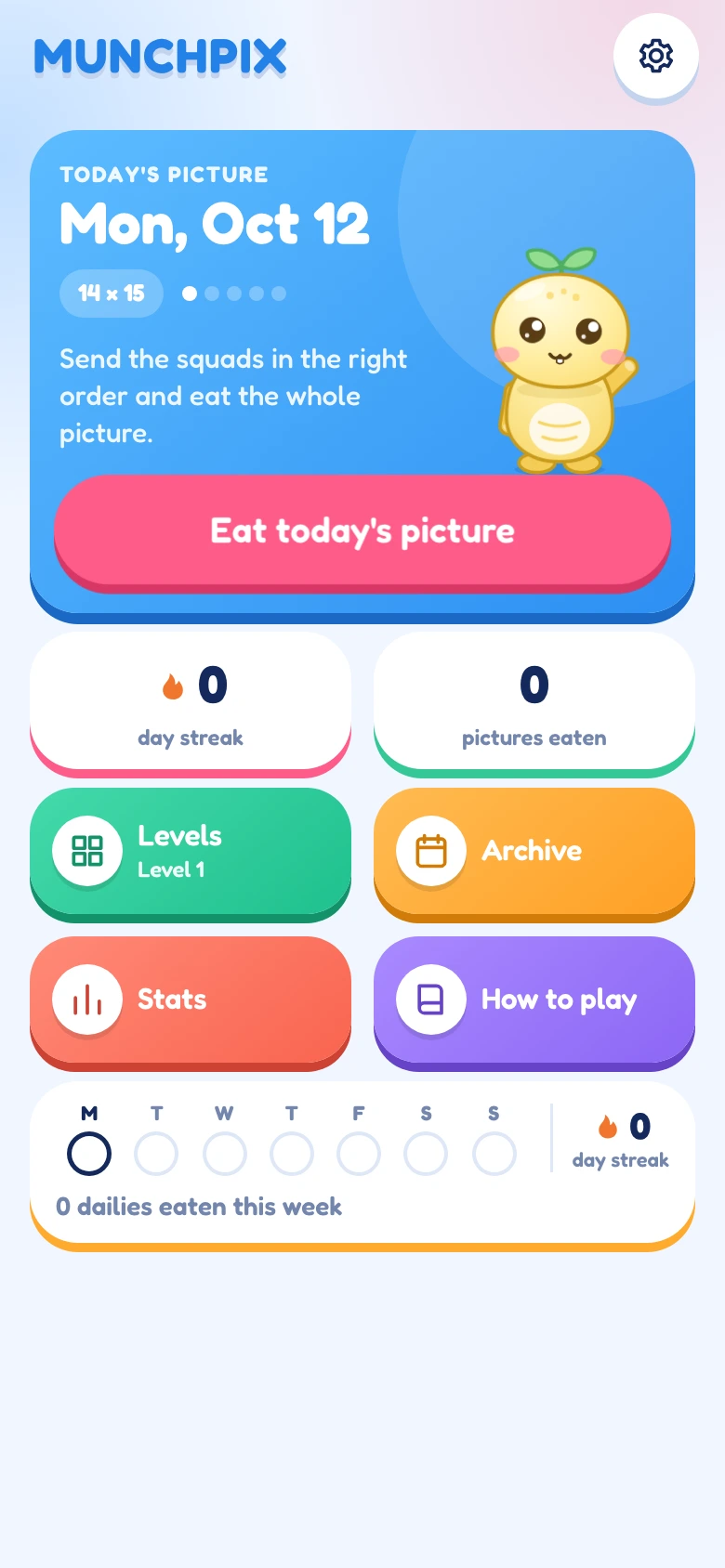 Munchpix: the home screen